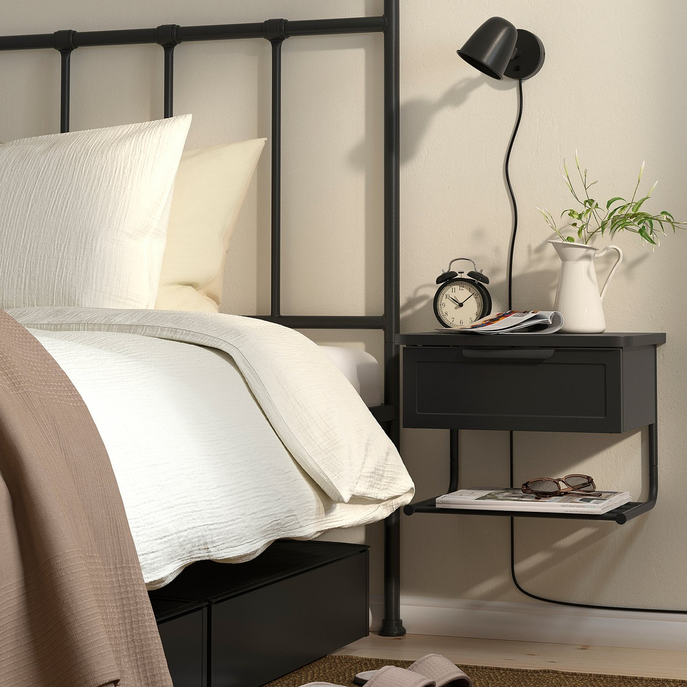 IKEA GRÅFJÄLLET  (ИКЕА ГРОФЙЭЛЛЕТ)  -  Прикроватная тумба настенная - антрацит, 42x29x31 см
