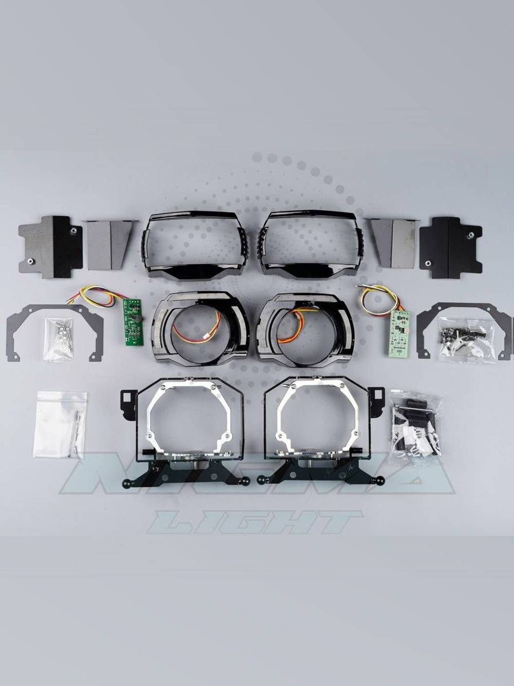 Переходная рамка для линз Volkswagen Tiguan 2016-2021 LED с AFS ( полный комплект с масками дхо+поворотник)