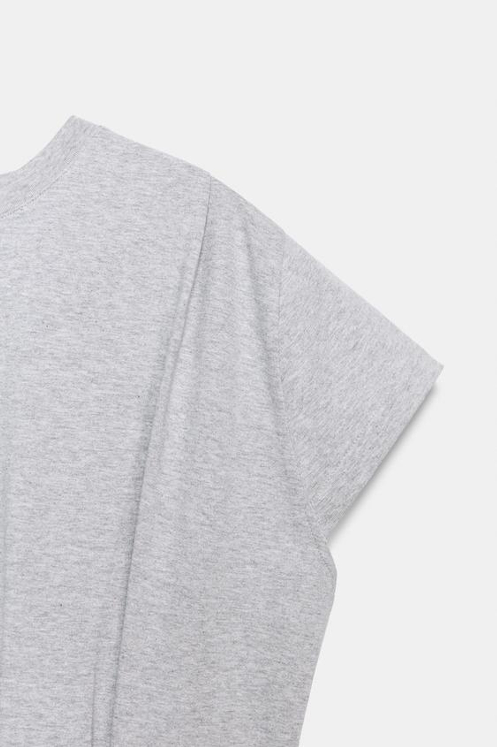 ZARA АСИММЕТРИЧНАЯ ФУТБОЛКА СО СКЛАДКАМИ, СЕРЫЙ МЕЛАНЖ