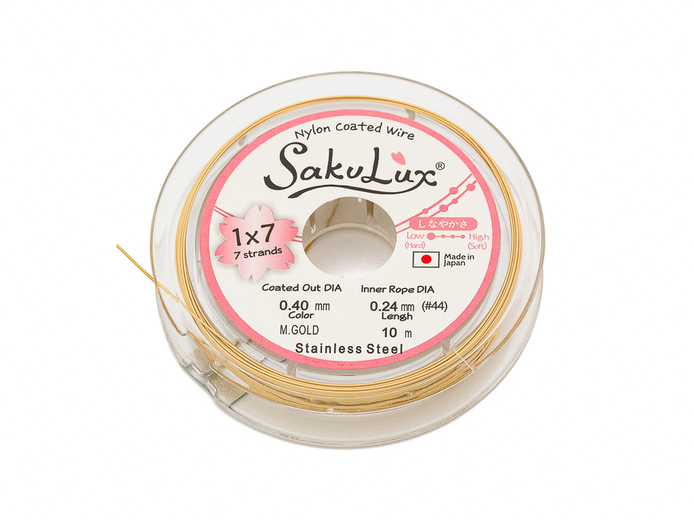 Тросик ювелирный 0,40мм, "SakuLux" ("СакуЛюкс"), цвет золото