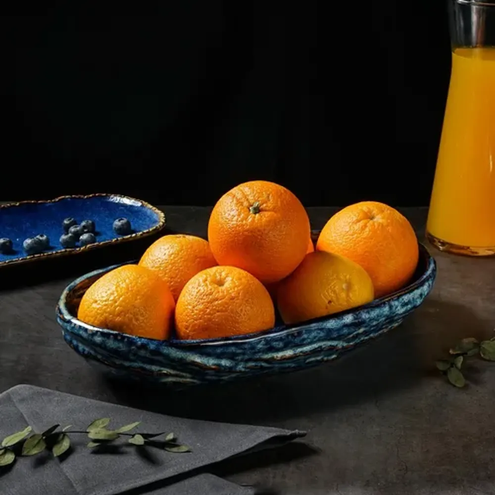 Блюдо овальное 35*20,5 см h6 см глубокое 2 л Aqua Blue Style Buffet P.L. [1]