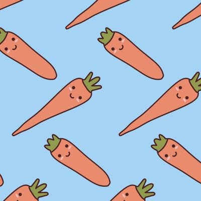 Kawaii vegetables carrot fabric print