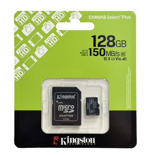 micro SDXC карта памяти Kingston 128 Class10 UHS-I Canvas Select Plus с адапт.(SDCS3/128GB) черный