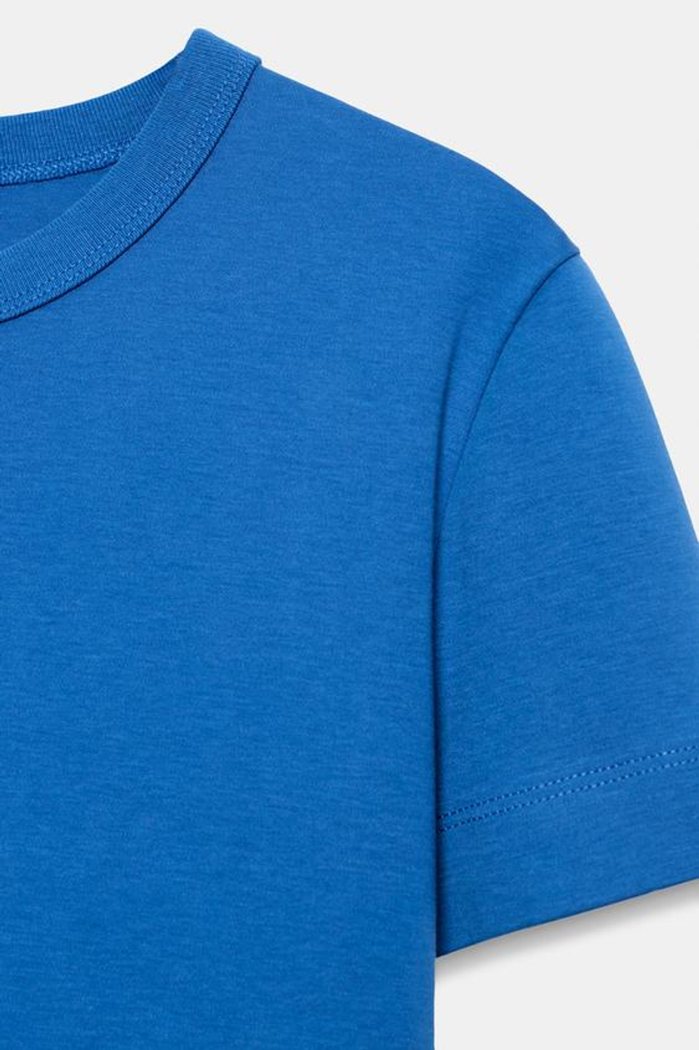 ZARA ФУТБОЛКА INTERLOCK С КОРОТКИМ РУКАВОМ, СИНИЙ ЭЛЕКТРИК