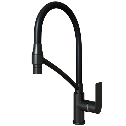 Смеситель для кухни 35k MIXLINE МЛ33-108Г(ML33-108GR)"Сити " гибкий излив с фикс.бок.ручка  ГРАФИТ