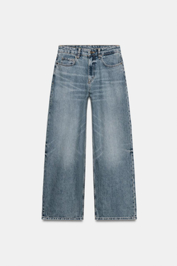 ZARA ДЖИНСЫ WIDE LEG RELAXED С НИЗКОЙ ПОСАДКОЙ — ZW COLLECTION, ВЫЦВЕТШИЙ СИНИЙ