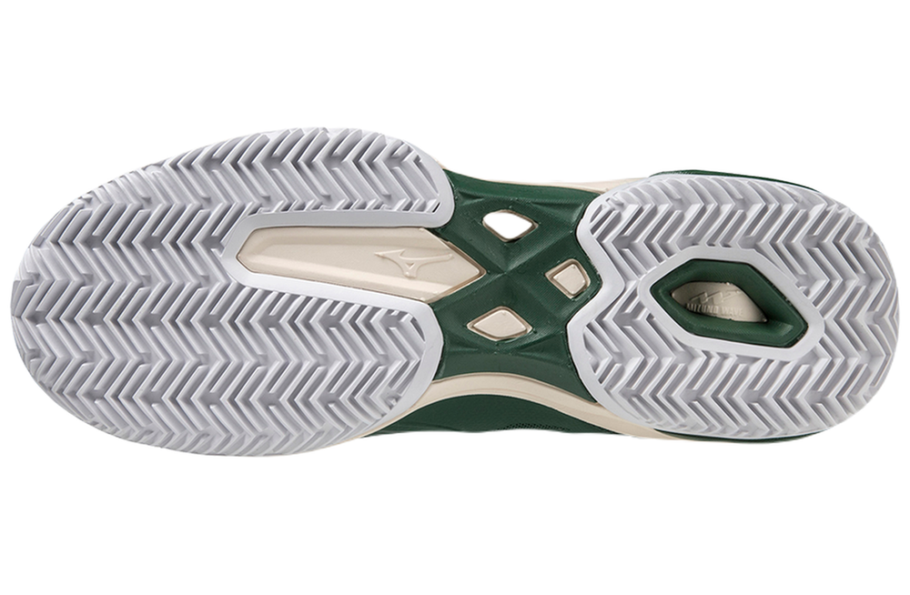 Мужские кроссовки теннисные Mizuno Wave Exceed Light CC - pineneedle/white/papyrus