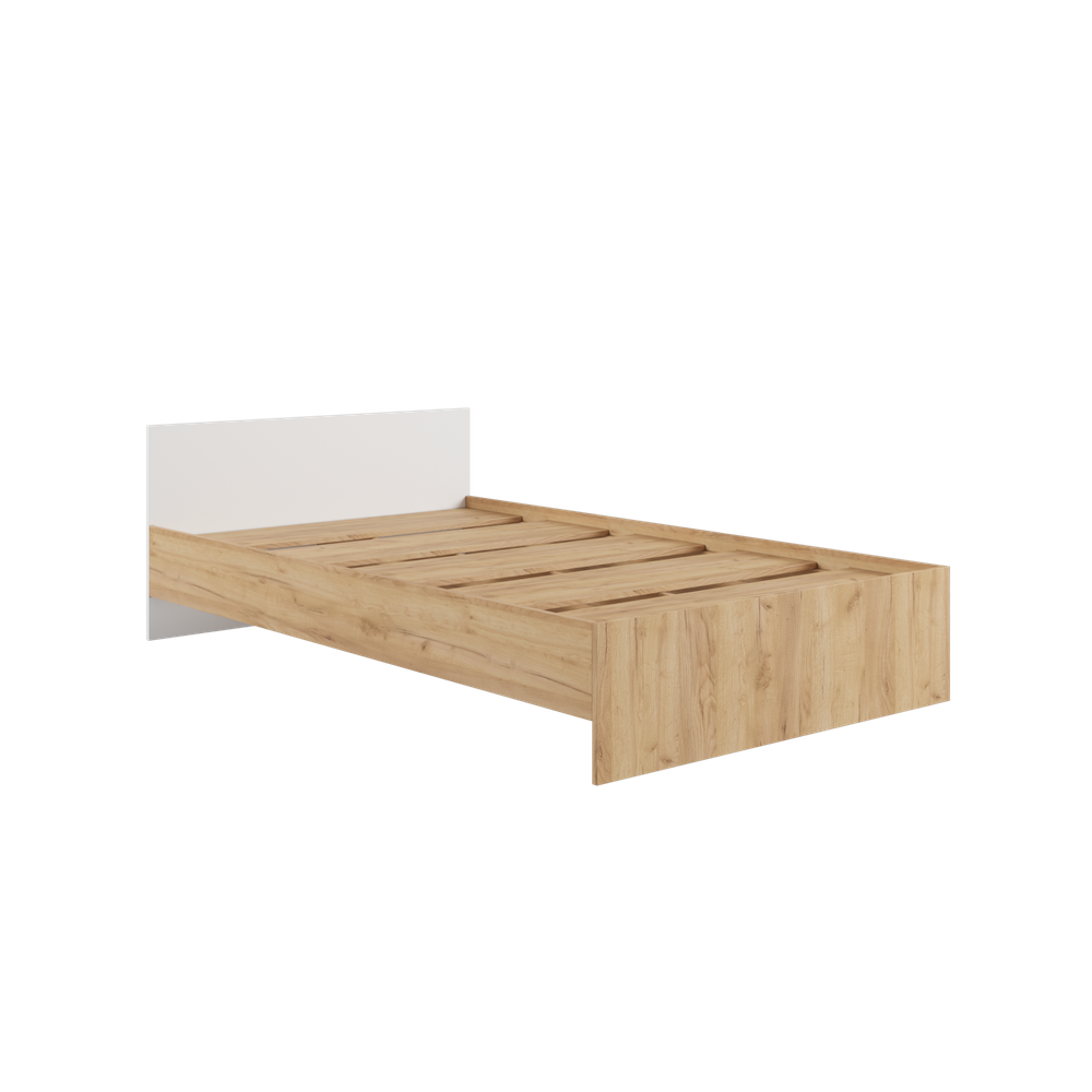 МС Мадера Кровать без ящ. М1200 с дсп 1250*2032*900б/матр. (корпус лдсп дуб крафт золотой, фасады лд