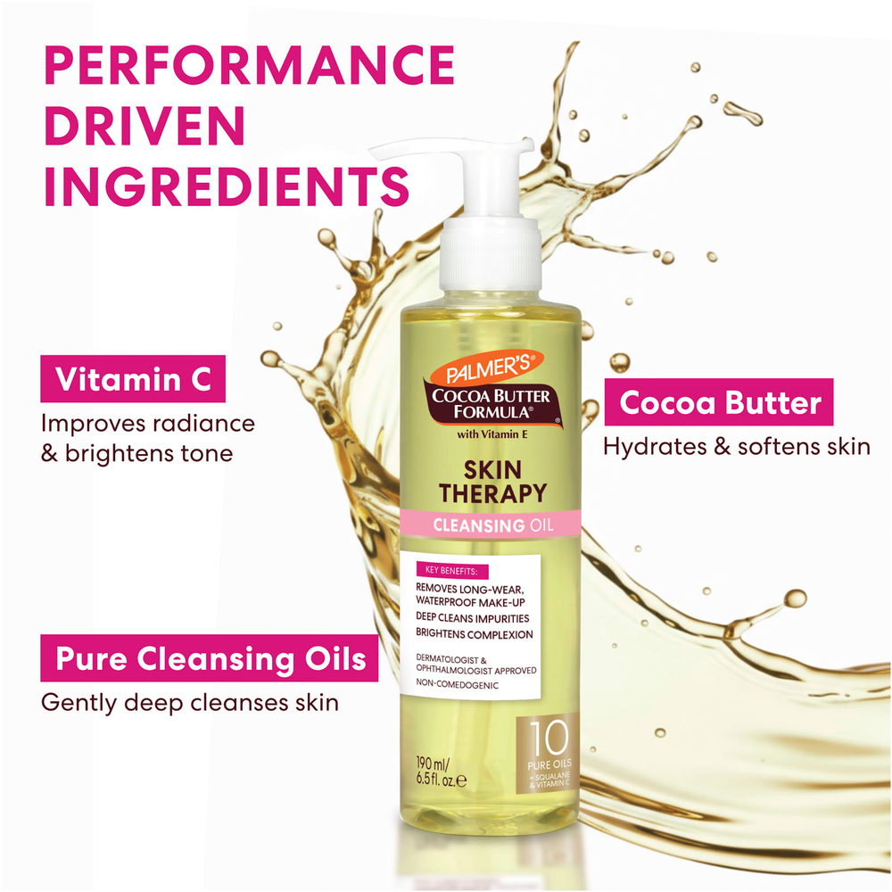 Palmer's, Cocoa Butter Formula® с витамином Е, очищающее масло для кожи, для лица, для всех типов кожи, натуральный шиповник, 190 мл (6,5 жидк. унции)
