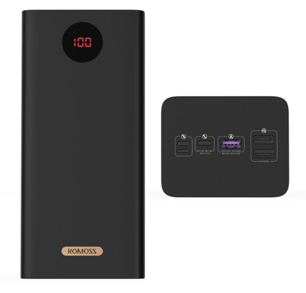 Power Bank внешний аккумулятор повербанк 60000 мАч 22,5W SCP PD QC 3.0 ROMOSS.