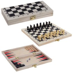 GAEM Игра настольная 3 в 1 (шахматы, шашки, нарды), L21 W10,5 H10,5 см