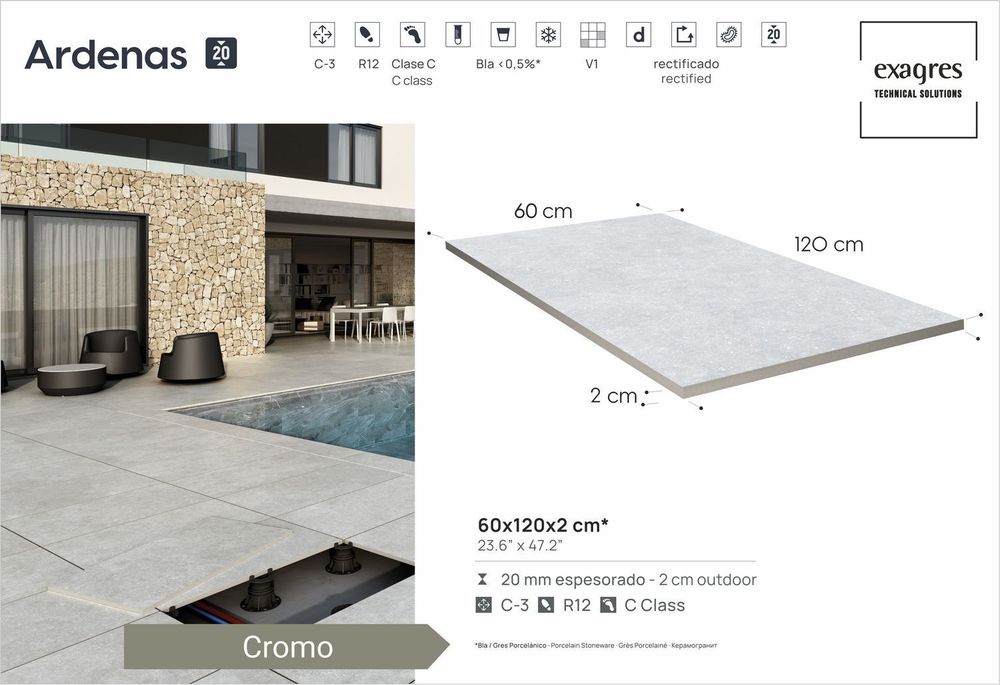 Terraslab, Ardenas Cromo Base C3 600х1200х20мм 1шт/уп - керамогранит уличный