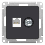 ATLASDESIGN РОЗЕТКА двойная ТВ + компьютерная RJ45 кат. 5e, механизм, КАРБОН