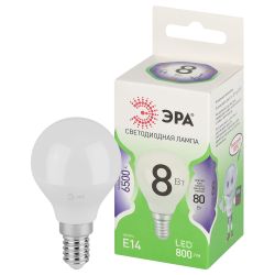 Лампа светодиодная ЭРА GREEN LINE LED P45-8W-865-E14 GL 8Вт шар холодный свет E14 | Лампы cветодиодные Шар (G/P)