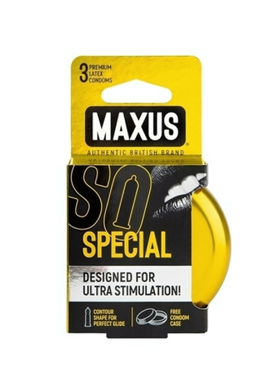 Презервативы MAXUS SPECIAL в железном кейсе, точечно-ребристые 3 шт.