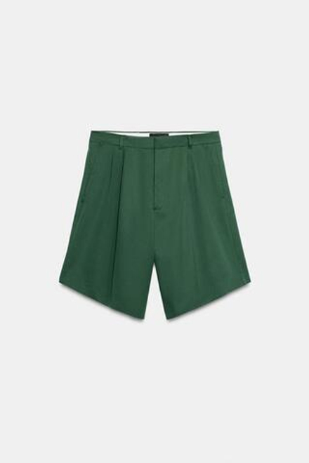 ZARA - FRUIT OF THE LOOM™ ПЛИССИРОВАННЫЕ ШОРТЫ, ЗЕЛЕНЫЙ