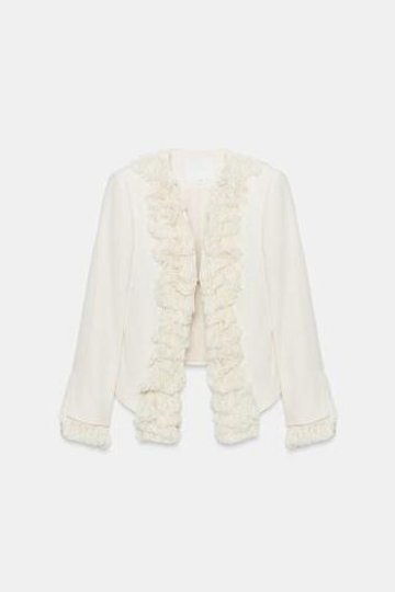 ZARA КУРТКА С БАХРОМОЙ И ЛЬНОМ — ZW COLLECTION, ЭКРЮ