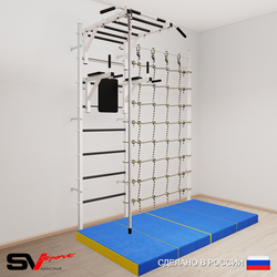 Шведская стенка Sv Sport 54040 (Турник рукоход/Брусья/Канат/Мат 2м/Канатный лаз)