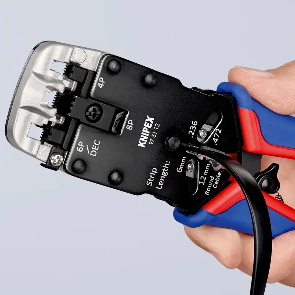 Инструмент для опрессовки штекеров типа Western чернёные 200 мм Knipex 97 51 12 SB