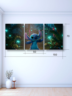 Картина Стич в ночи модульная 50x70см 3шт.