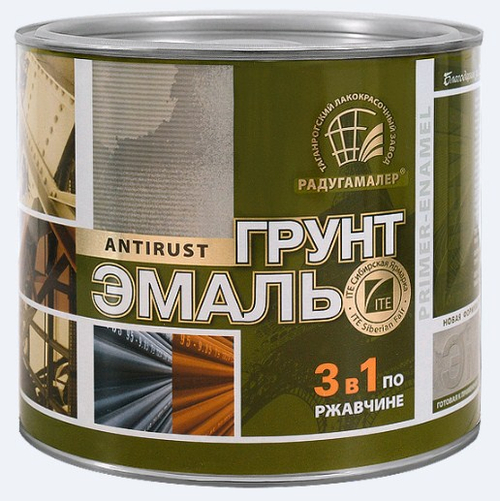 Эмаль-грунт по ржавчине 3в1 красно-коричневая  1,9кг РАДУГА