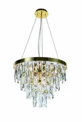 Люстра подвесная NewRgy 5729E/8A GOLD+CLEAR, 8×40 Вт, золотая и прозрачная
