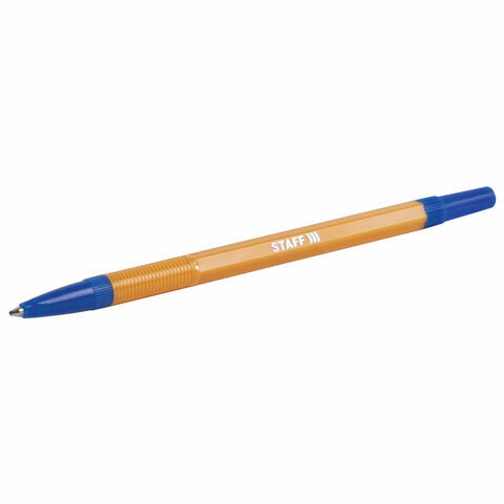 Ручка шариковая STAFF "Basic BP-03 Orange", 1шт, СИНЯЯ, корпус оранжевый, узел 1 мм, линия письма 0,5 мм, 143741