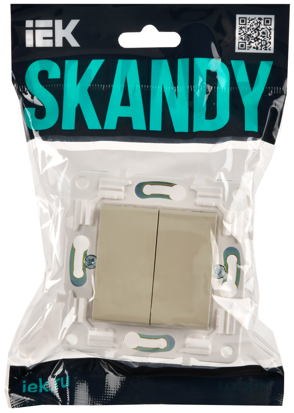 SKANDY Выключатель 2-клавишный проходной 10А SK-V05B бежевый IEK