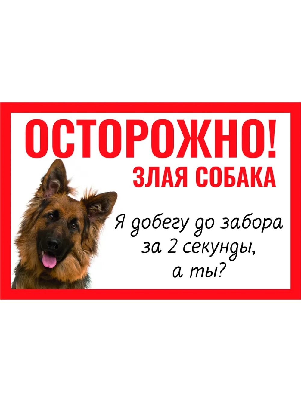 Табличка "Осторожно быстрая собака"