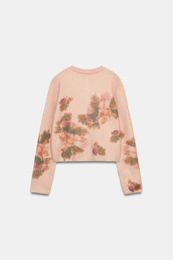 ZARA КАРДИГАН С ЦВЕТОЧНЫМ ПРИНТОМ, РОЗОВЫЙ