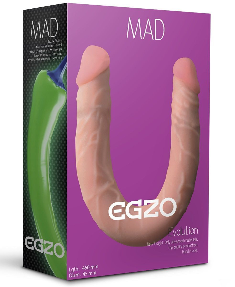 Двусторонний фаллоимитатор из киберкожи Mad Pepper - 46 см. (Цвет: телесный)