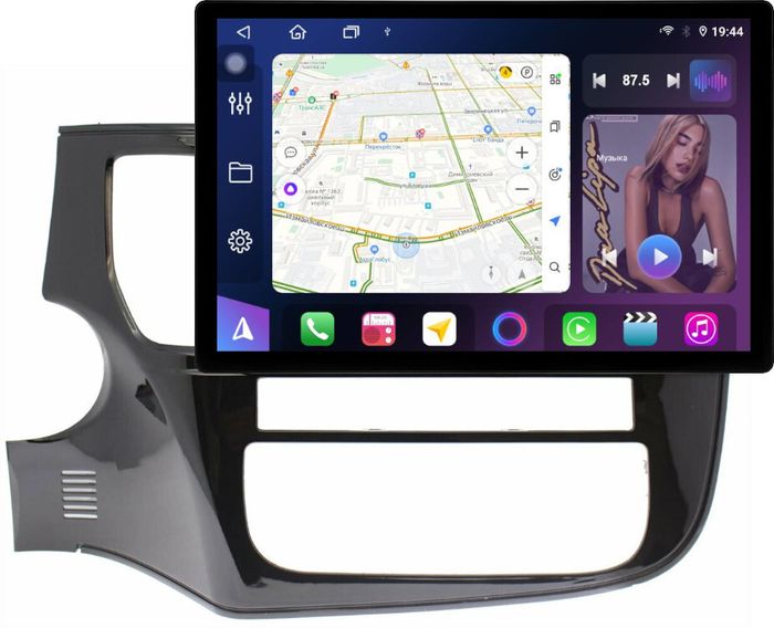 Магнитола для Mitsubishi Outlander 3 2012-2022 (левый руль, рамка 10) - FarCar BX877 монитор 13" 2K QLED на Android 13, Быстрая, CarPlay, 4G SIM-слот