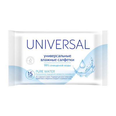 Салфетки влажные Universal Pure Water 15 шт