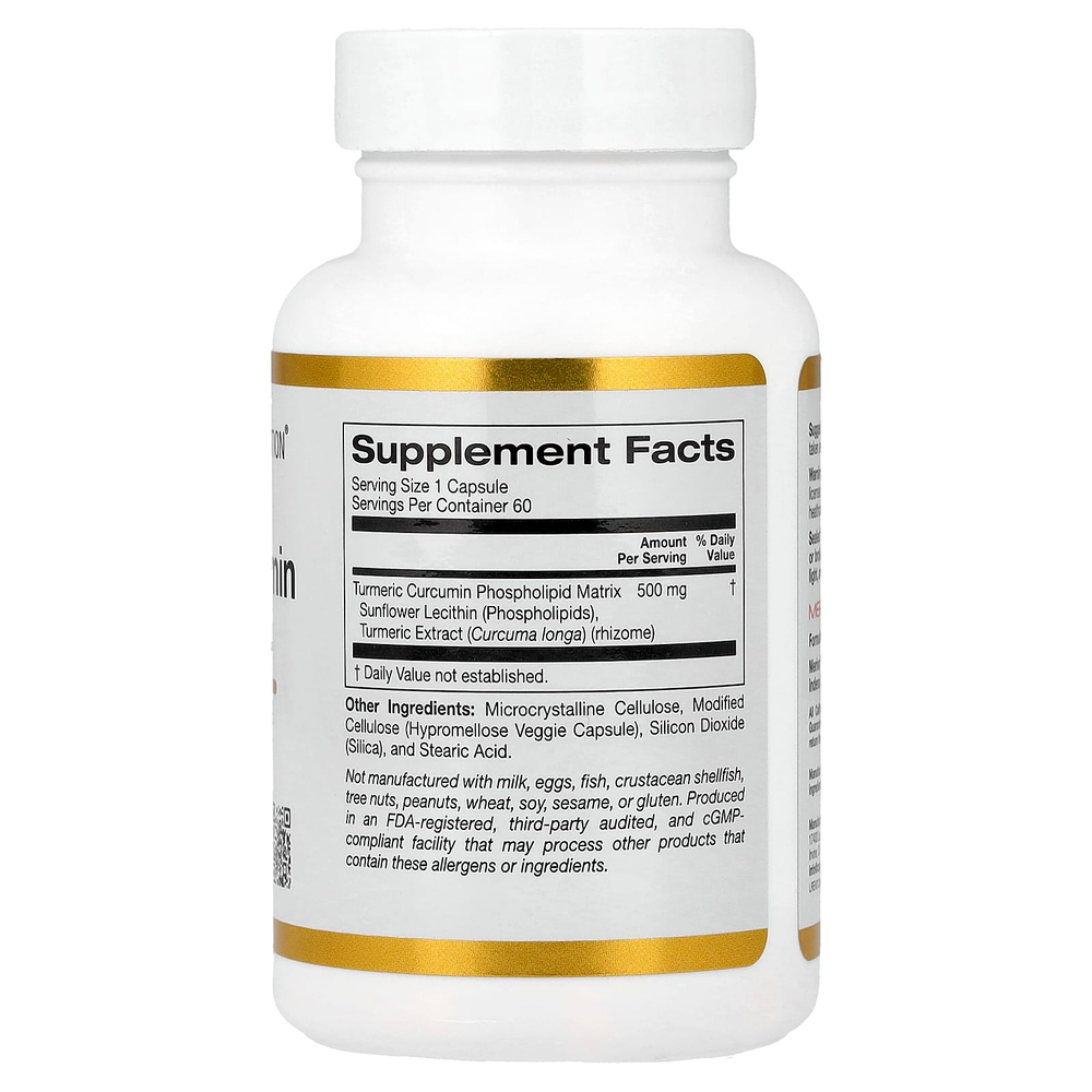 California Gold Nutrition, Turmeric Curcumin Phytosome Meriva®, фитосомы куркумина из куркумы, 500 мг, 60 растительных капсул