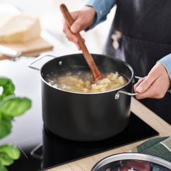 IKEA GULDÖRING  (ИКЕА ГУЛДЁРИНГ)  -  Кастрюля с крышкой - антипригарное покрытие/нержавеющая сталь чёрно-серая 5 л