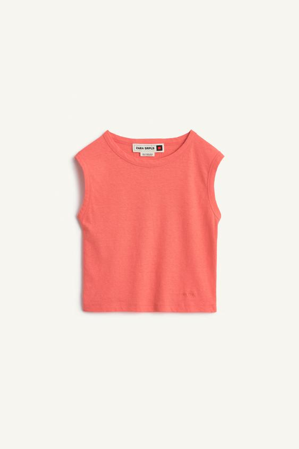 ZARA ТОП С КРУГЛЫМ ВЫРЕЗОМ, ОРАНЖЕВЫЙ МЕЛАНЖ