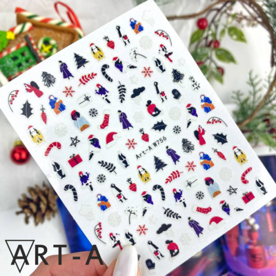 Art-A Наклейки для дизайна ногтей W756 Зимние