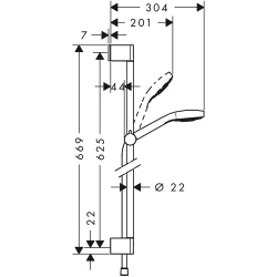 Душевой комплект Hansgrohe Croma Select S Vario 65см 26562400 схема
