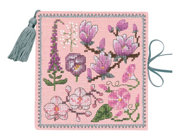 Набор для вышивания нитками Le Bonheur des Dames чехла для игл: Needle Case Pink Flowers (Розовые цветы), 11х11 см