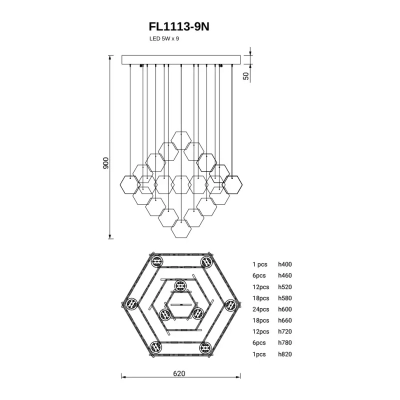 Подвесная люстра Etereo FL1113-9N, LEDх9