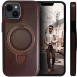 Business style чехол из кожи для IPHONE 15 с кольцом-подставкой и бархатной подкладкой