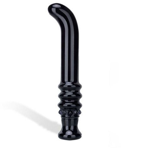 Черный вибромассажер G-Spot из стекла, 19 см