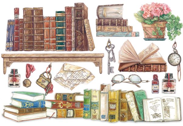 Бумага рисовая 48х33 см, Книжный шкаф, Stamperia, 1 лист