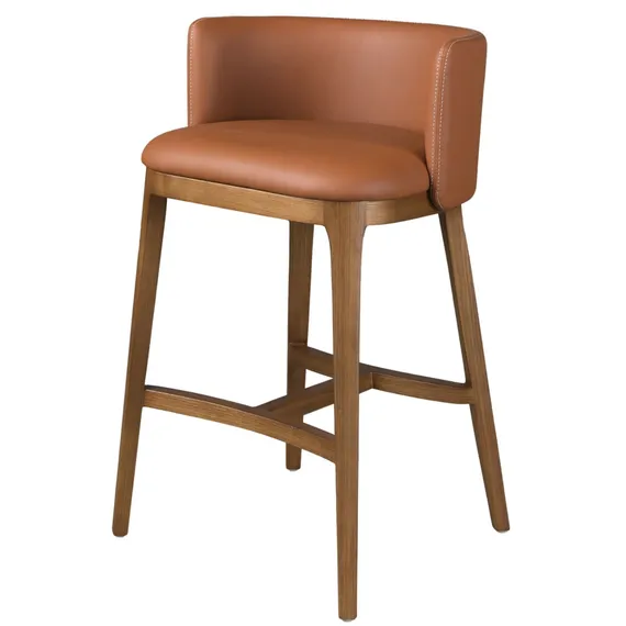 Барный стул Angel Cerda 4158 из коричневой экокожи