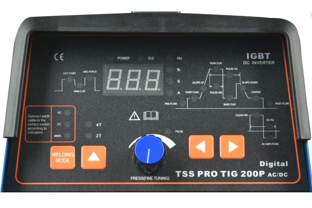 Аппарат TIG сварки алюминия TSS PRO TIG/MMA 200P AC/DC Digital - [220В / 10-200А]