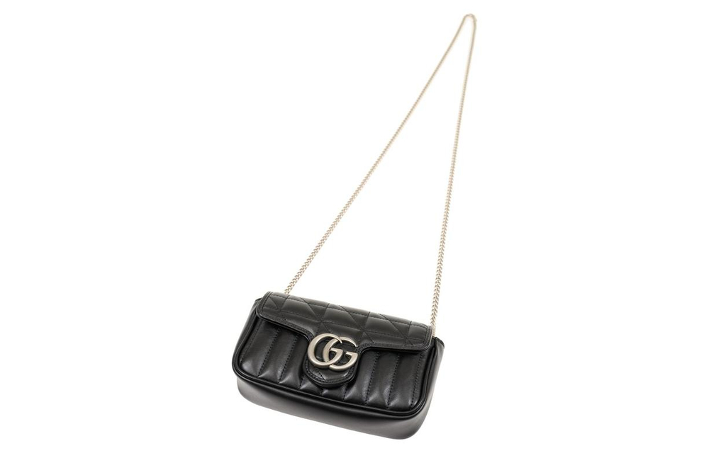 GUCCI GG Marmont Quilted Leather Shoulder Bag, Crossbody Bag Extra Mini Women"s Black