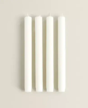 ZARA HOME ВЫСОКИЕ ДЕКОРАТИВНЫЕ СВЕЧИ ЦИЛИНДРИЧЕСКОЙ ФОРМЫ (4 ШТ.), БЕЛЫЙ