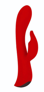 Красный вибромассажер-кролик 5 Silicone Bunny Love - 19,1 см. (Цвет: красный)