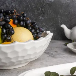 Салатник 1500 мл d 26,5 см h8 см Crush Honeycombs белый фарфор P.L. Proff Cuisine [1]