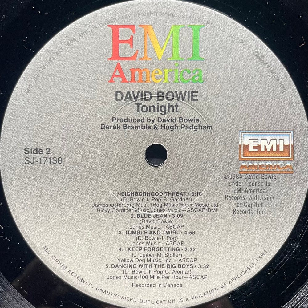 David Bowie ‎– Tonight (США 1984г.)